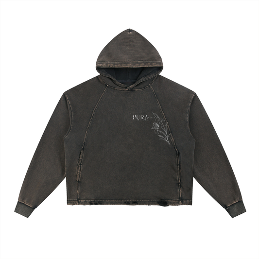 Vintage Washed Frayed-Hem Hoodie