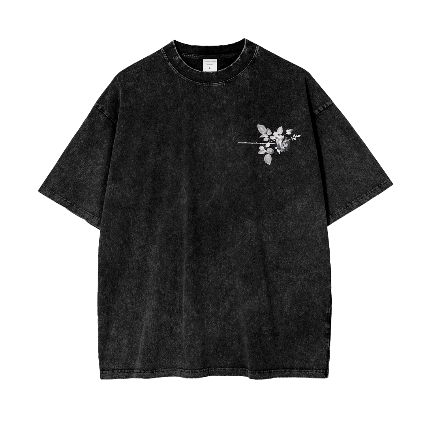 Pura Fallen Angel — Oversized Acid Wash Tee in Black