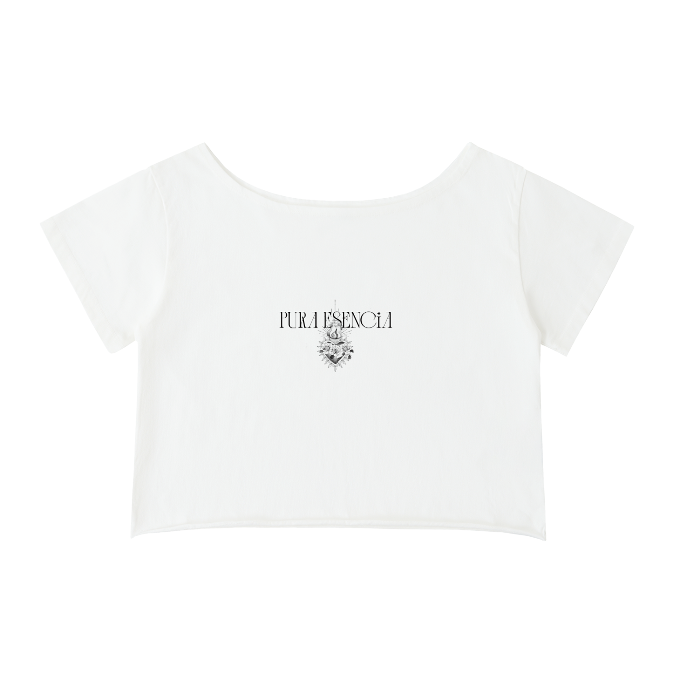 Off-Shoulder Pura Sacred Heart Rolled Hem Cotton T-Shirt