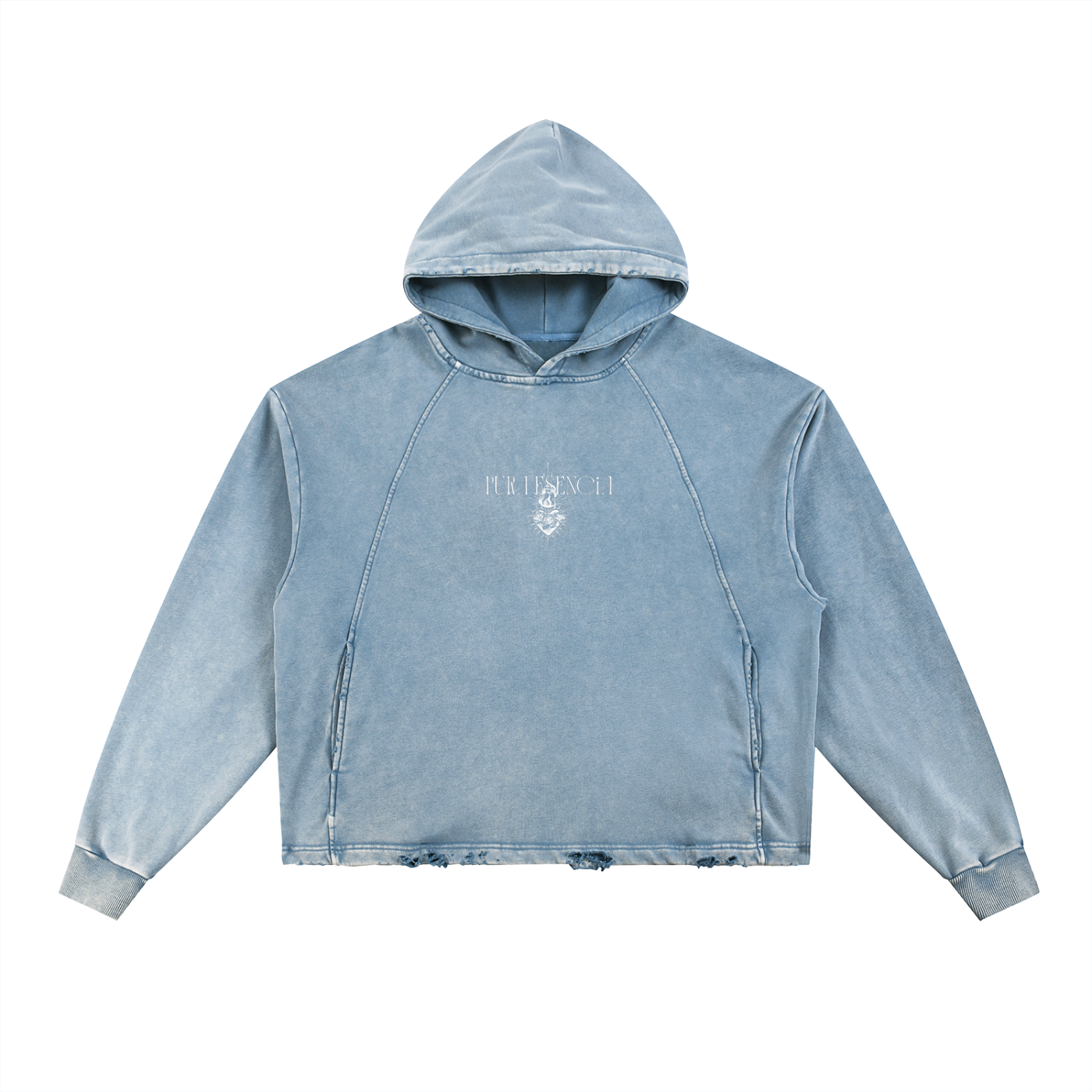 Sagrado Corazón—  
Vintage Washed Frayed-Hem Hoodie