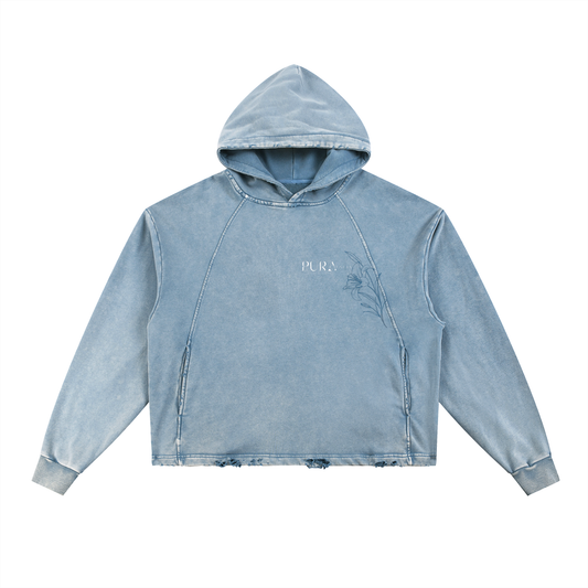 Gratitude— Vintage Washed Hoodie in Denim Blue